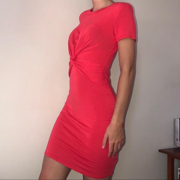 Coral Twist Front Bodycon Dress - Picture 2 of 3